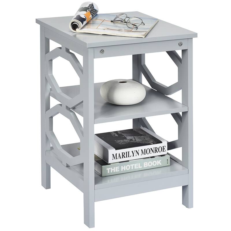 Costway 3-tier Nightstand Sofa Side End Accent Table Storage Display
