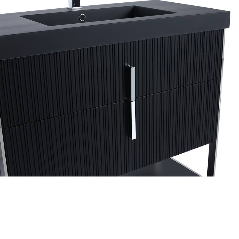 Fine Fixtures Serenity Modern Bathroom Vanity with Black Gel Acrylic Top