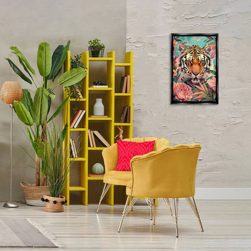 Stupell Fierce Tiger In Waiting Framed Floater Canvas Wall Art Design By LSR Design Studio