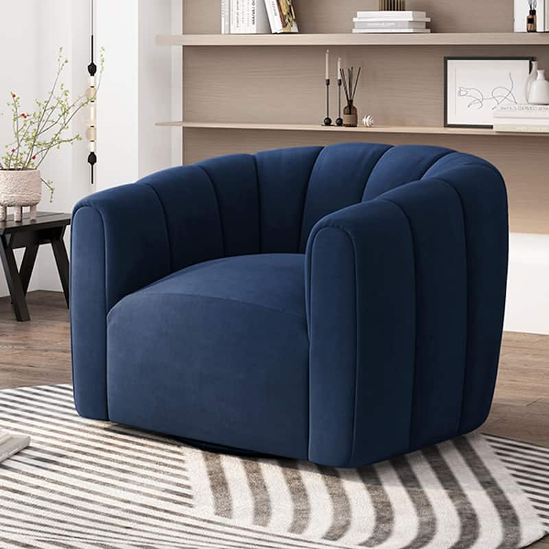 Monroe Indoor Modern Swivel Club Chair by Christopher Knight Home - Dark Blue