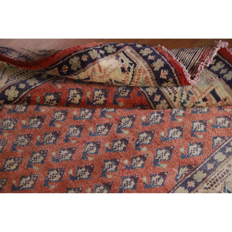 Hand Knotted Oriental 100% Wool Carpet Traditional All-Over Red Botemir Runner Rug - 10' 3'' X 3' 4''