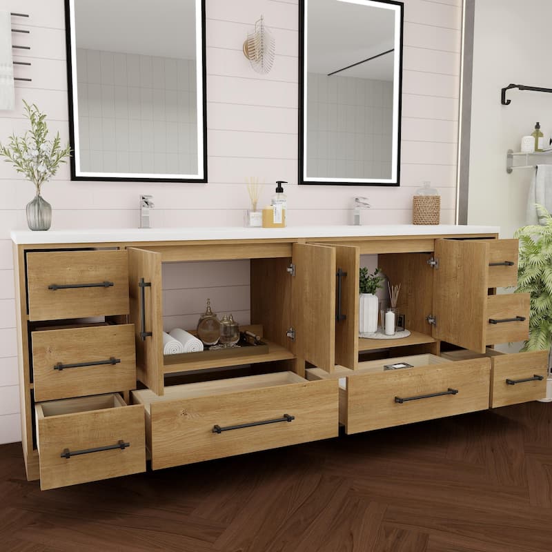 Victoria 84'' Freestanding Vanity with Double Reinforced Acrylic Sink - 83.5