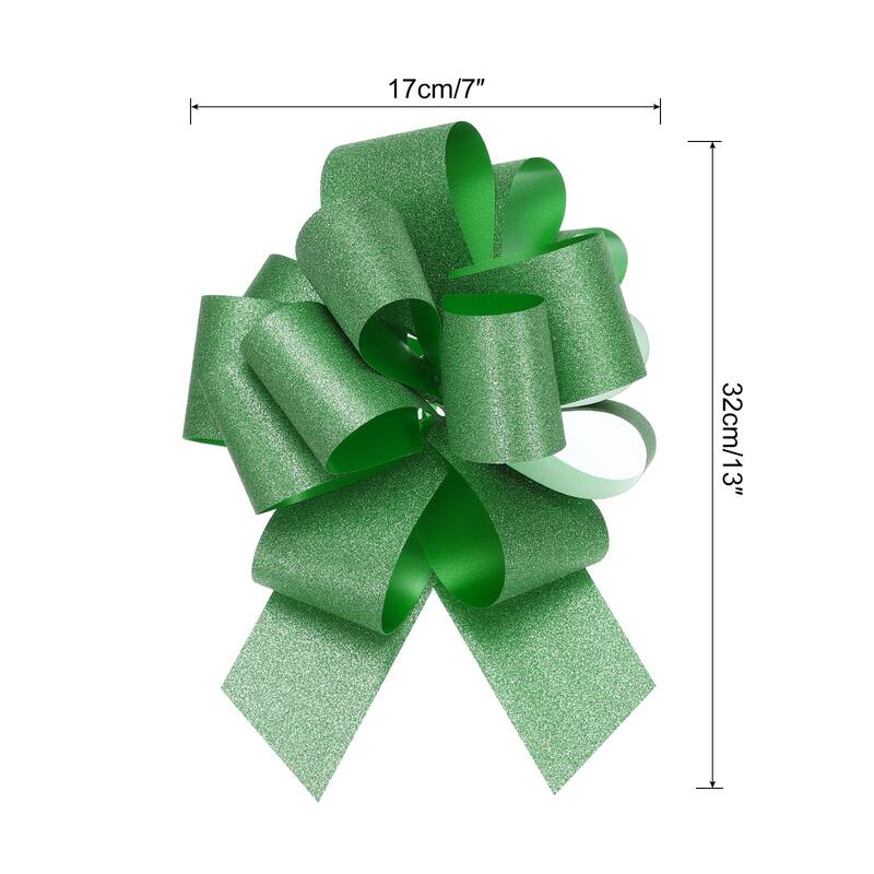 5pcs 7 Inch Large Pull Bow Gift Wrapping Big Pull Bows Ribbon - Green - 7 Inch