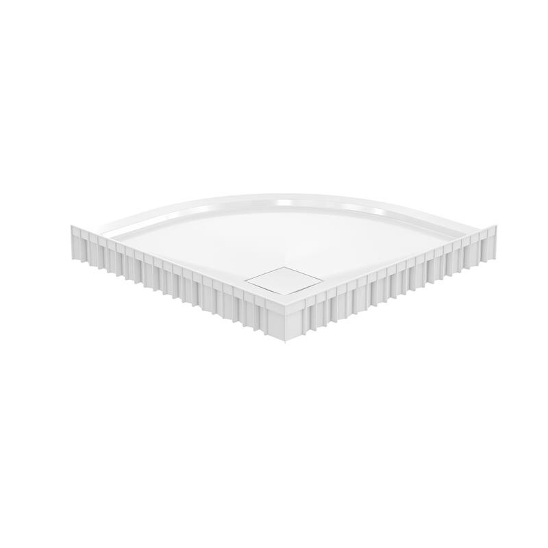 Marquette 32" X 32" Round Corner Double-Threshold Shower Pan Base With Center Drain In Glossy White - 32 x 32
