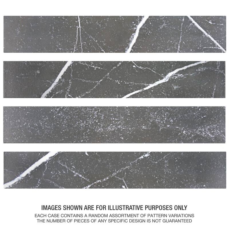 Merola Tile Tinos Black 3.13" x 17.38" Porcelain Floor and Wall Tile