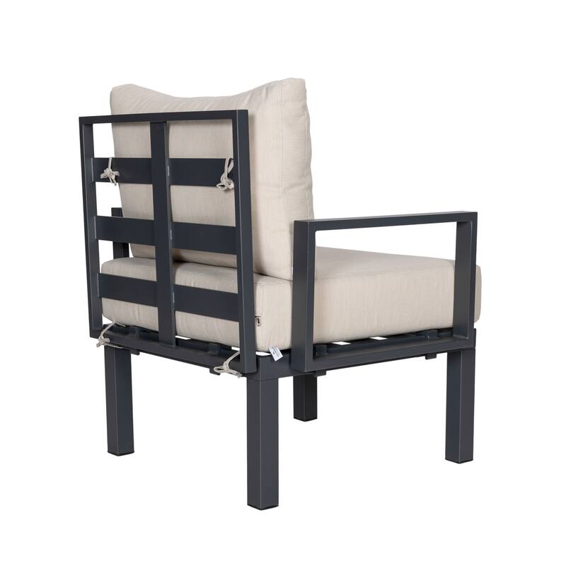 Chelsea 6-Piece Outdoor Patio Sectional Set in Black Aluminum with Removable Cushions for Backyard Garden and Patio Deck