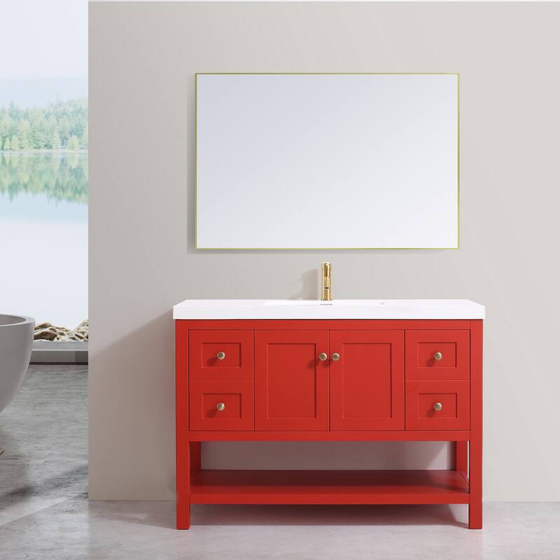 Winslow 48" Single Bathroom Vanity Set - Red