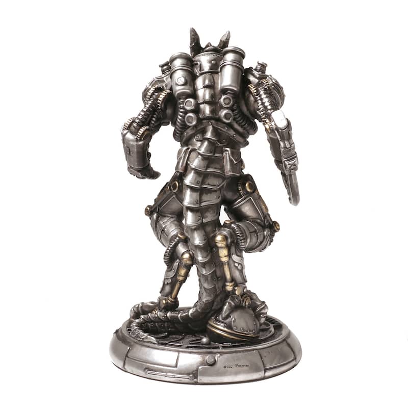 7.28" H STEAMPUNK MECHANOID DRAGON WARRIOR Cold Cast Pewter - 5.12"x4.33"x7.28"