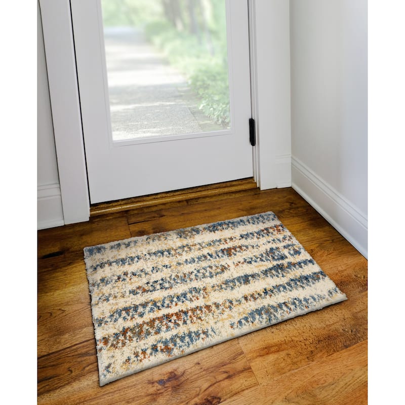 Addison Barkley Distressed Geometric Wheat 1'8" x 2'6" Accent Rug - 1'8" x 2'6" - Rectangle