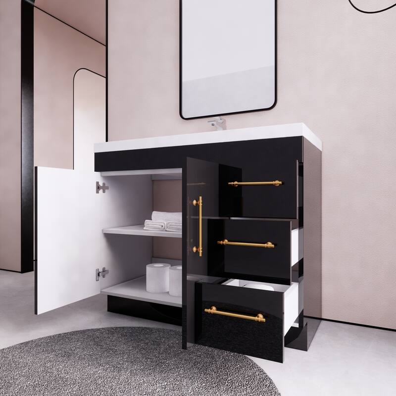 Eliza 42'' Freestanding Vanity (Right Drawers) with Single Sink