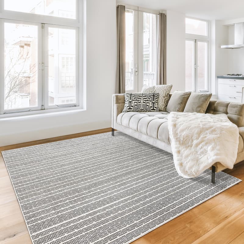 Gertmenian Missha Polyester Modern Tonal Ombre Solid High-Low Indoor Area Rug