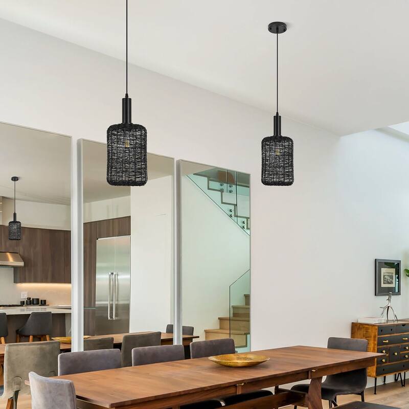 1-light Industrial Single Pendant - Matte Black