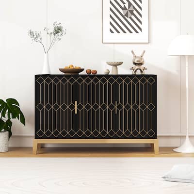 3 Door Storage Cabinet ,Sideboard Buffet Cabinet With Adjustable Shelf