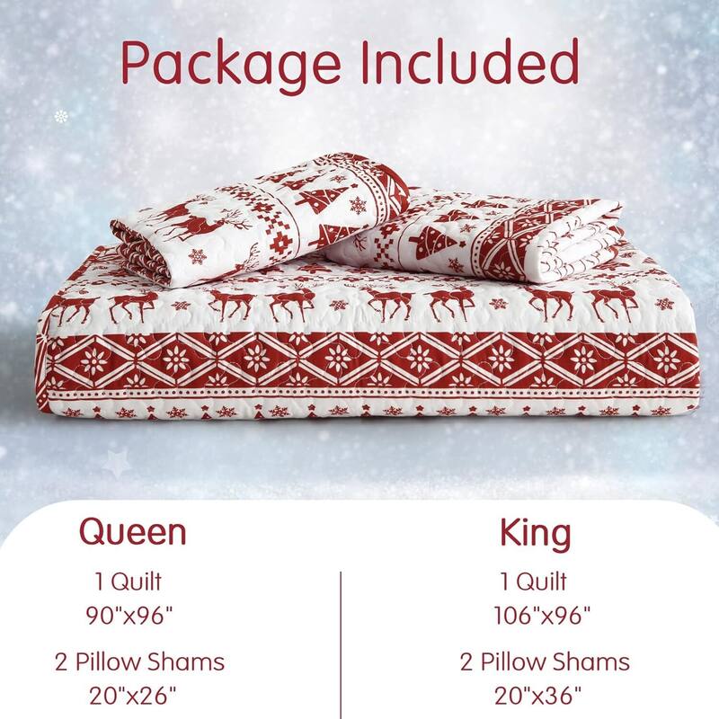 Reversible Bedspread Christmas Duvet Cover and Pillow Shams Set, Bedding Set