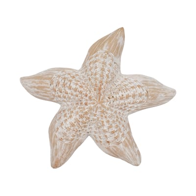 Sagebrook Home 10-Inch Resin Wicker Starfish in White - Polyresin - 10" x 9" x 2"