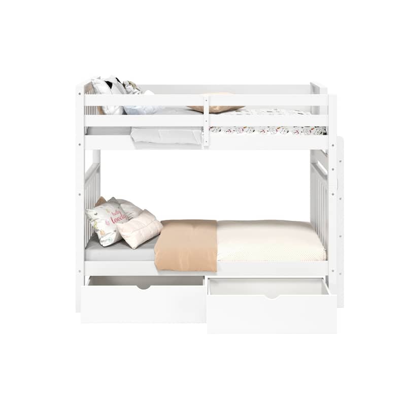 Taylor & Olive Trillium Tall Twin over Twin Bunk Bed, 2 Drawers