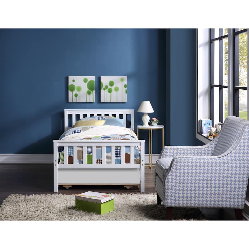 Solid Wood Twin Platform Bed with Trundle - No Box Spring Needed