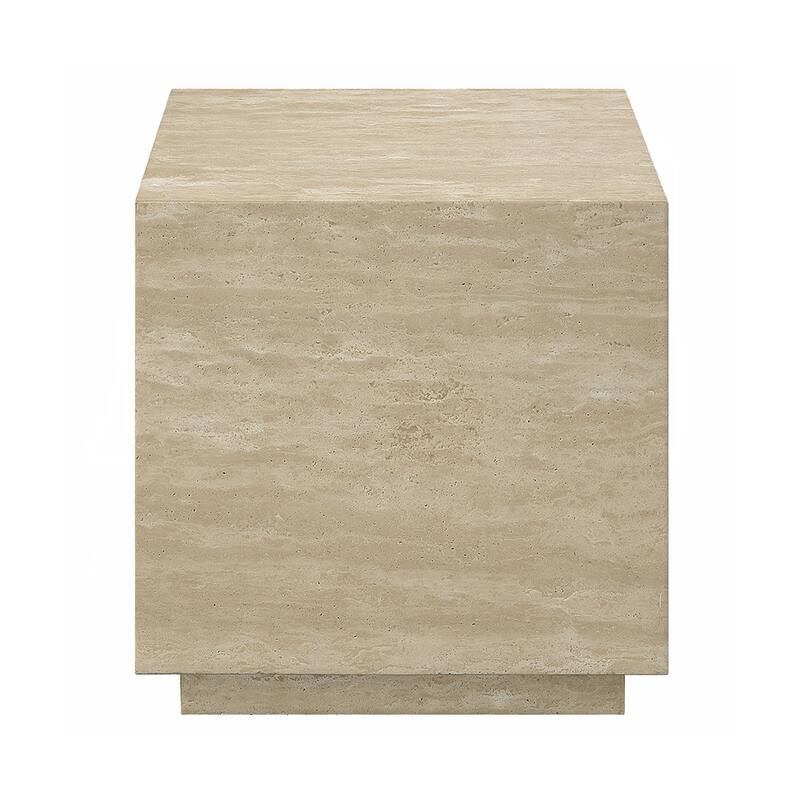 Square End Table with Marble Top in Natrual
