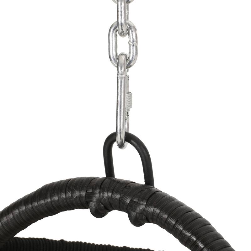 Roomfitters Hanging Wicker Egg Chair, Teardrop Rattan Swing Seat with Soft Tan Cushion and Steel Chain for Patio