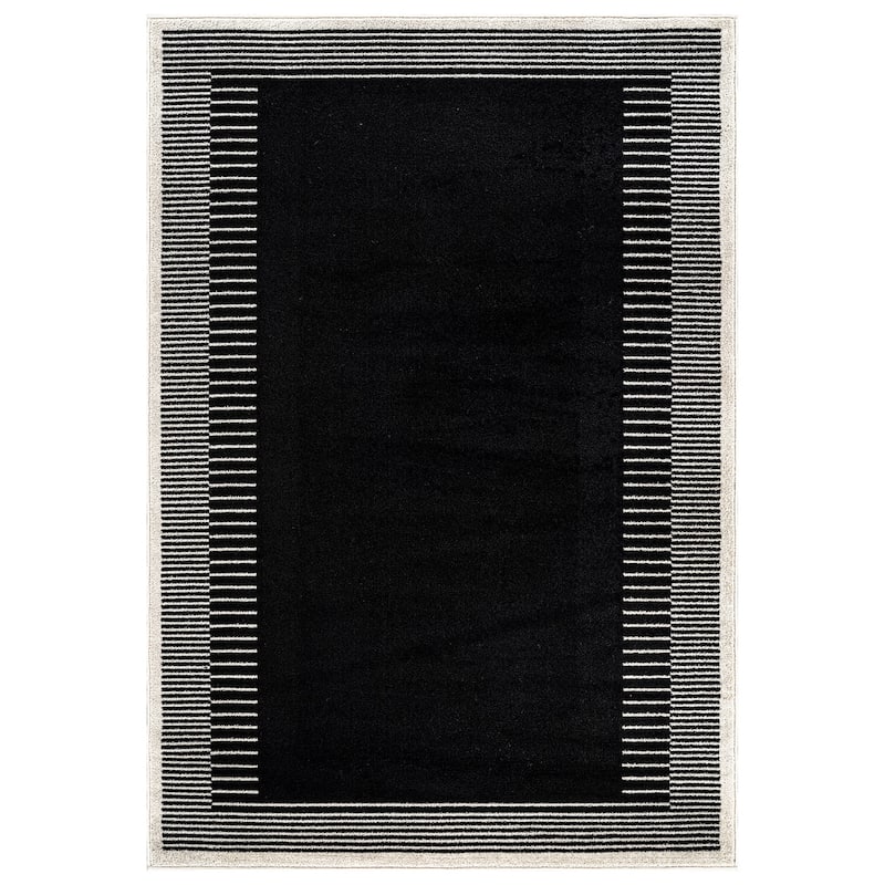 World Rug Gallery Modern Abstract Bordered Area Rug for Living Room, Bedroom, or Entryway - Low Pile Indoor Rug