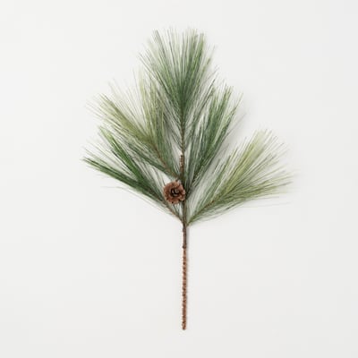 Artificial Woodland Long Pine Stem Green 22"H - 13"L x 2"W x 22"H