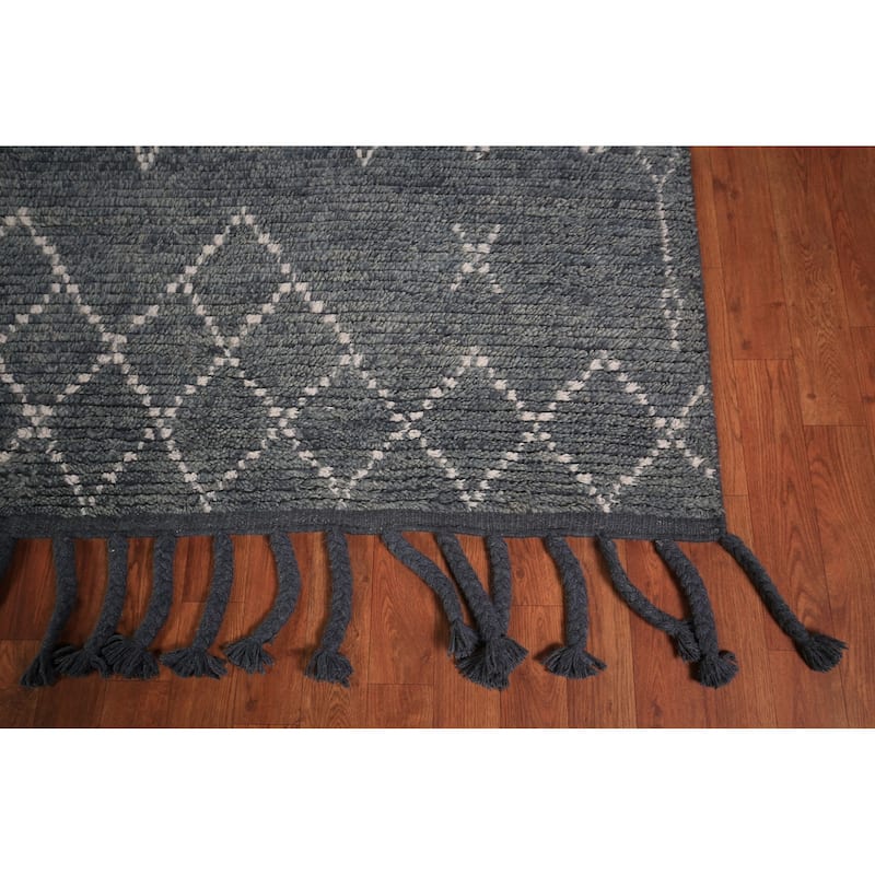 Trellis Moroccan Oriental Area Rug Hand-Knotted Wool Carpet - 8'1" x 9'9"