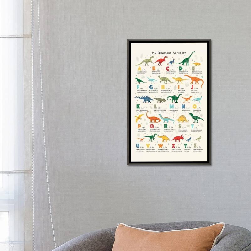 iCanvas "Dinosaur Alphabet" by PaperPaintPixels Framed