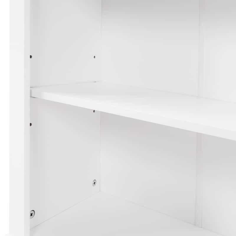Double Door Wood Bathroom Storage Cabinet with Drawers, Shelves