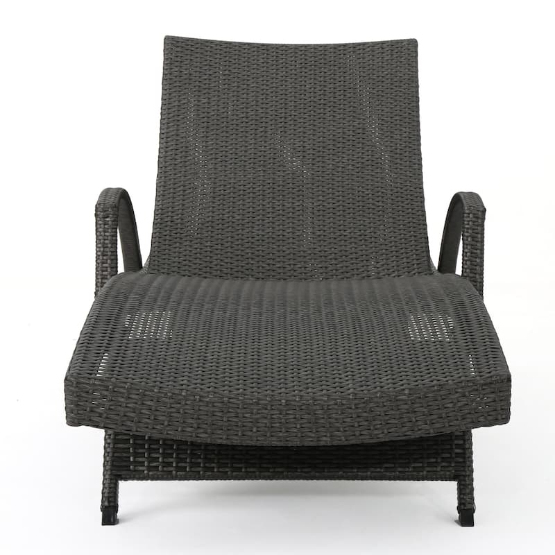 Mach Chaise Lounger Set of 2, Dark Gray Rattan Wicker, Outdoor, 79 Inch