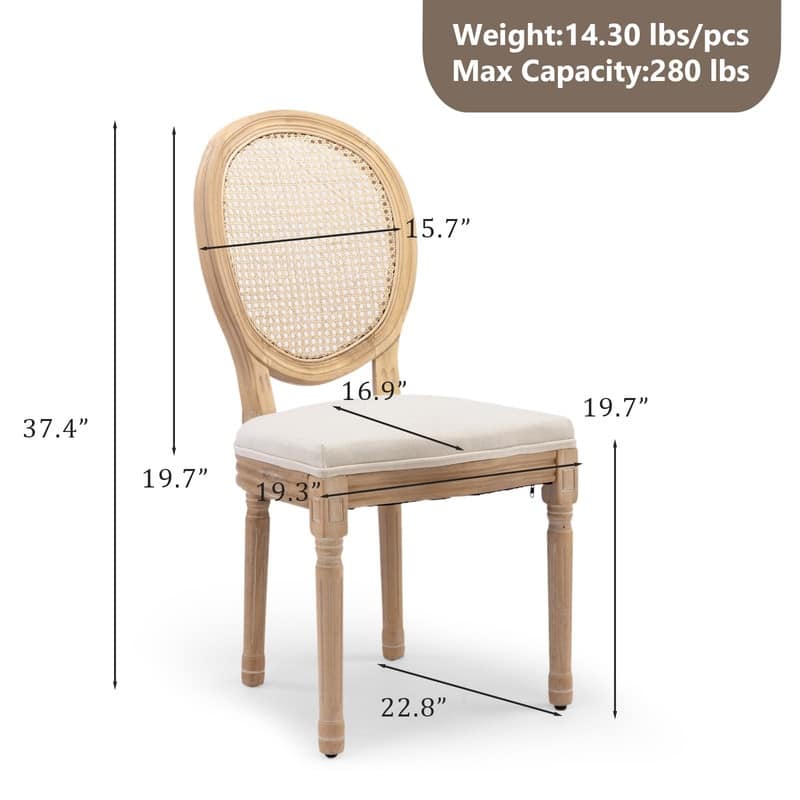 Upholstered French Style Nailhead Dining Chairs(Set of 4)