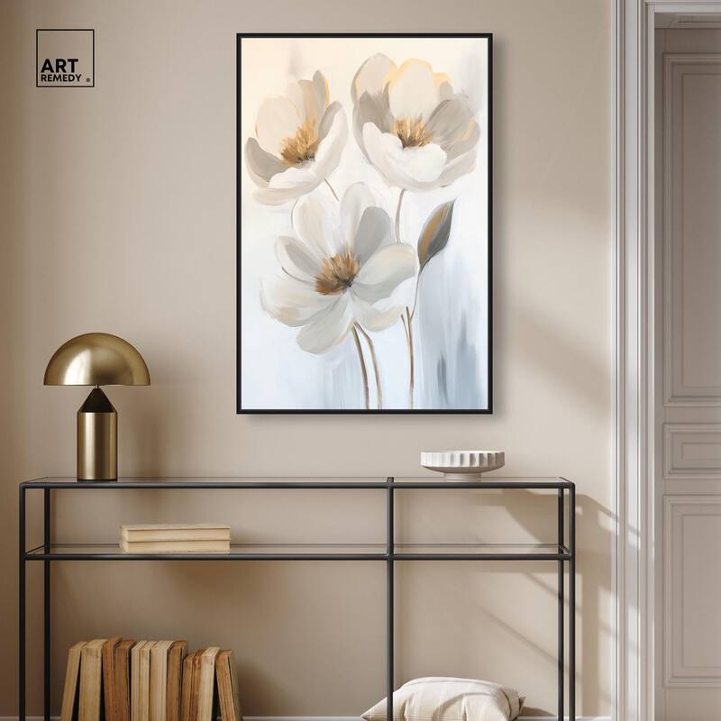 Silvered Flora I Canvas by Art Remedy