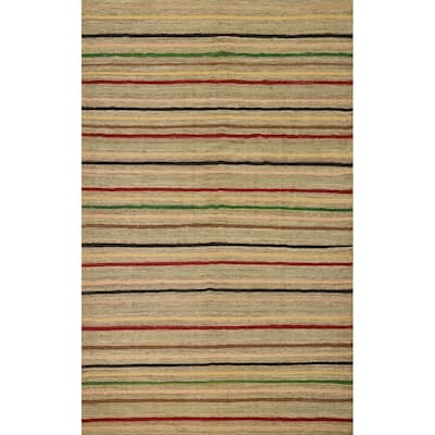 Hand Woven Oriental 100% Wool Carpet Southwestern Tribal Multi-Colored Kilim Area Rug - 9' 7'' X 6' 6''