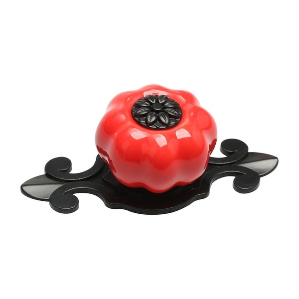Ceramic Knobs Drawer Pumpkin Pull Handle Furniture Door Cabinet Cupboard Wardrobe Dresser Door Replacement Red - 1pcs