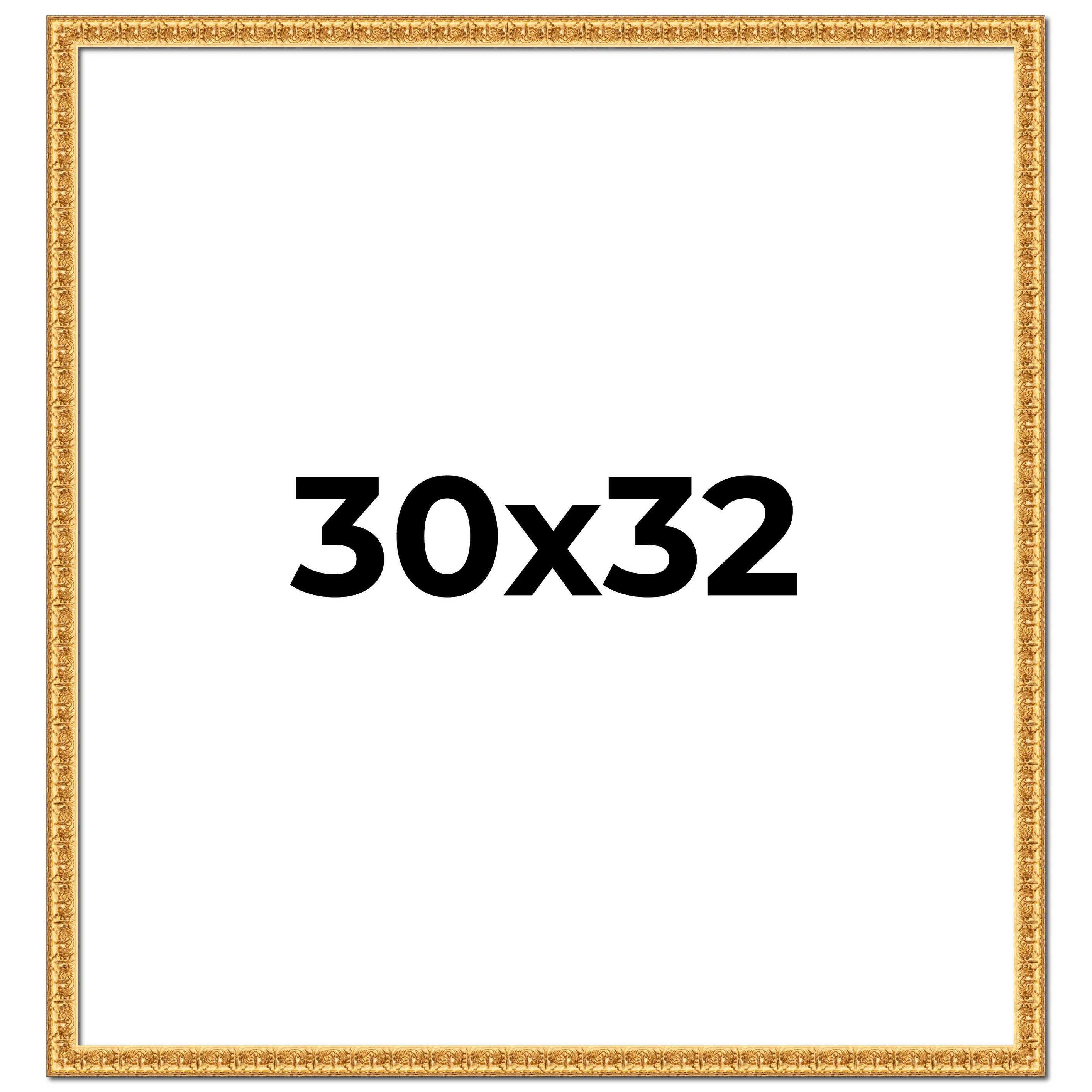 30x32 Frame Gold Real Wood Picture Frame Width 1 inches | Interior