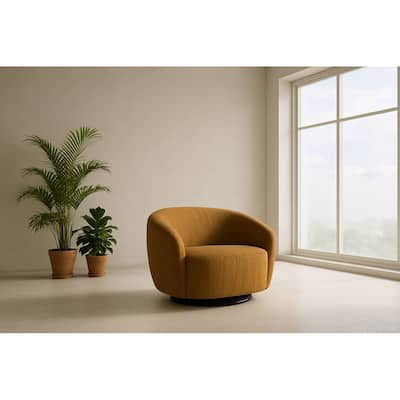 Divani Casa Norris Modern Mustard Fabric Swivel Accent Chair