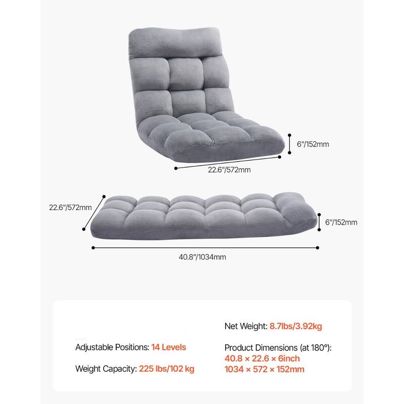 Floor Chair with Backrest Adjustable Folding Sofa Chair for Kids & Adults