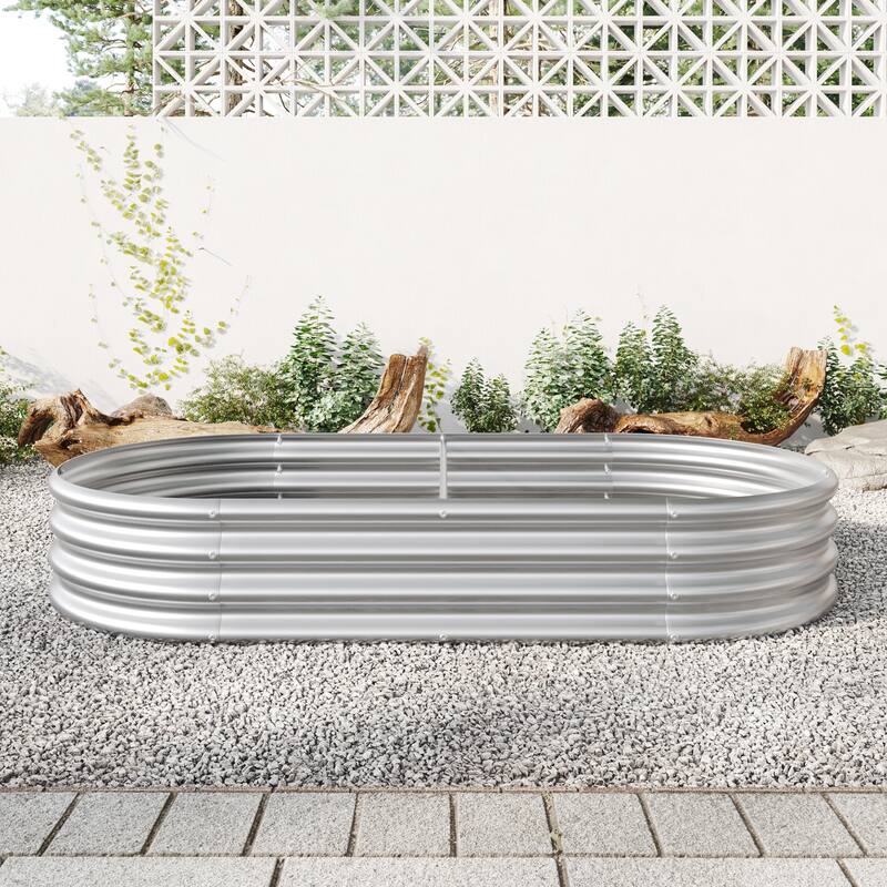 4x2x1ft Galvanized Raised Garden Bed for Vegetables, Herbs & Flowers – Rust-Proof Metal Planter Box for Outdoor
