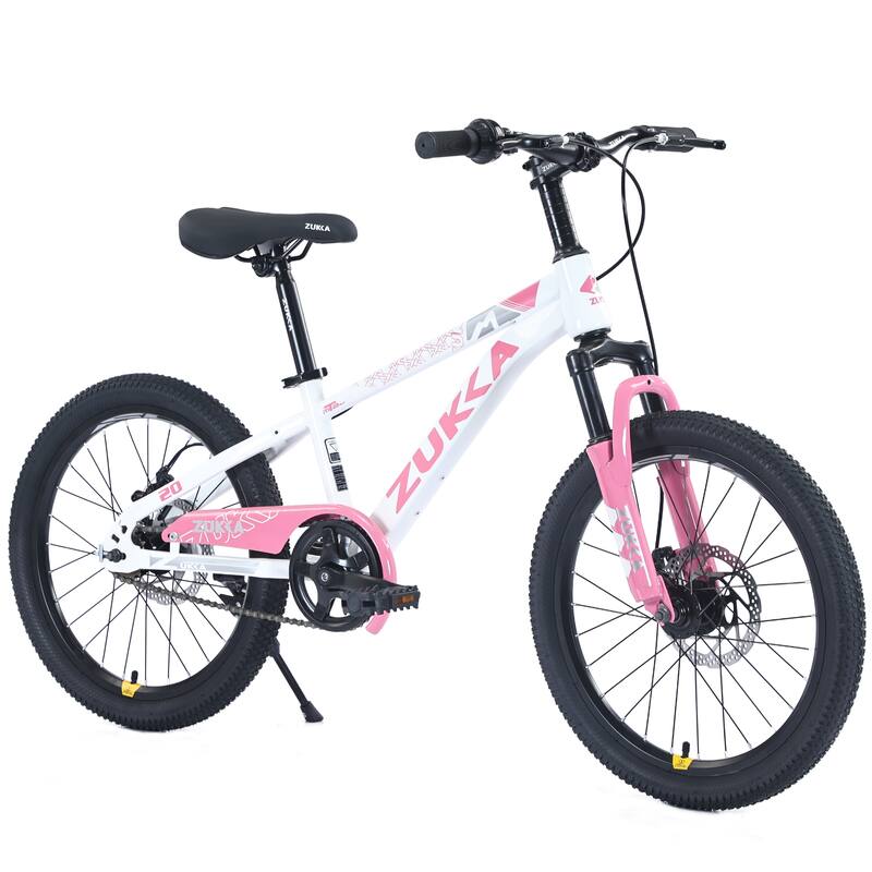 Mountain Bike,20 Inch Mtb For Boys And Girls Age 7-10 Years,Multiple Colors - White+Pink