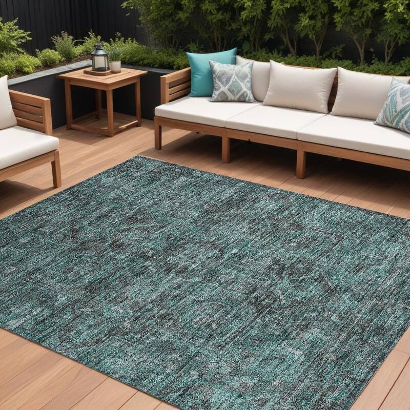 Dafi Oriental Weather Resistant Heritage-Inspired Outdoor Rug - 9' X 12' - Green