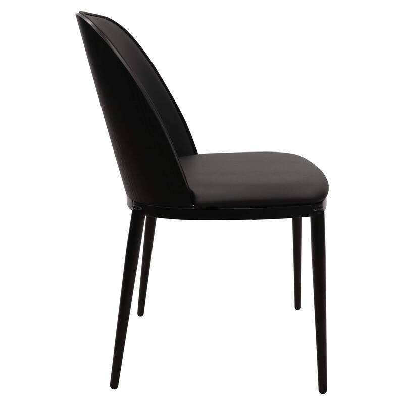Dining Chair with Upholstered Seat and Back Side Chair with MDF Wood Frame in Black Steel