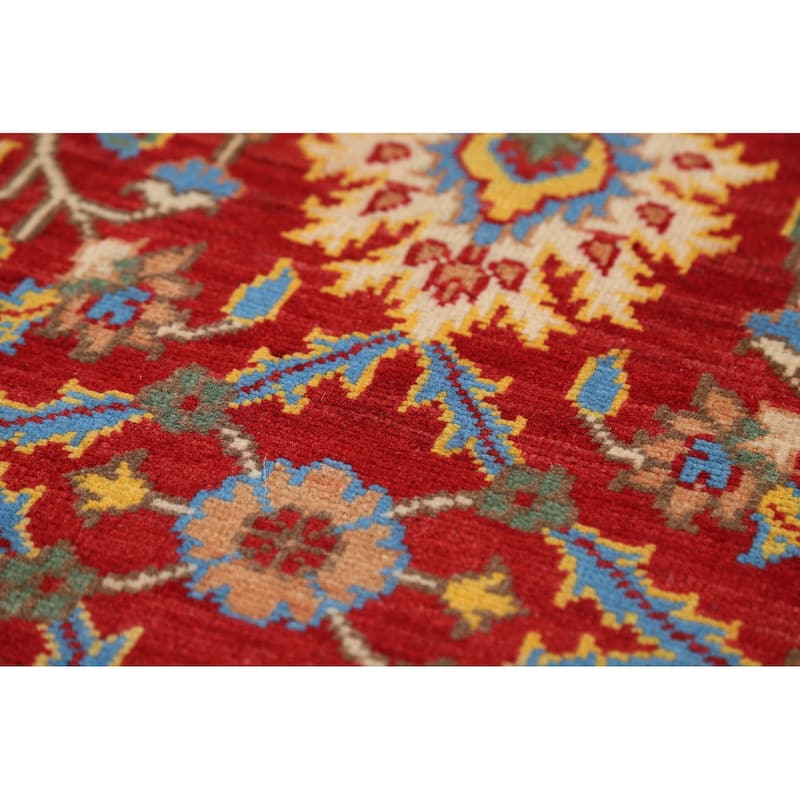 Red Floral Kazak Oriental Foyer Rug Handmade Traditional Wool Carpet - 2'0" x 3'0"
