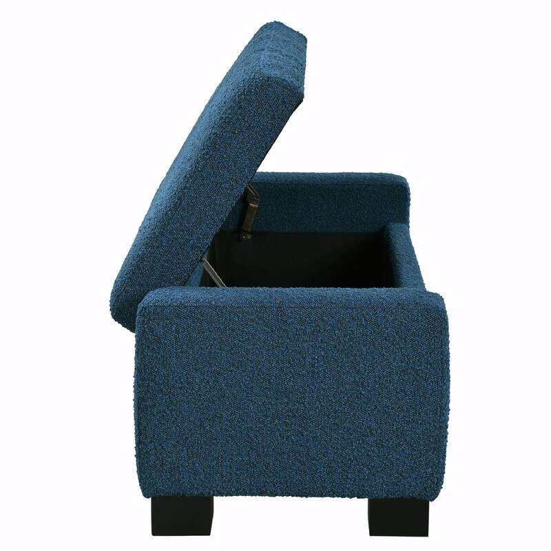 Rectangular Storage Ottoman - 50" Textured Fabric & Wood Base