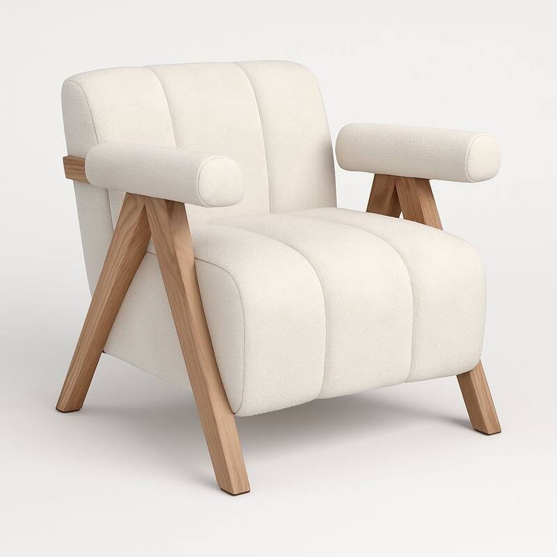 Vista Boucle Accent Chair Mid Century Modern Plush Comfortable Seating