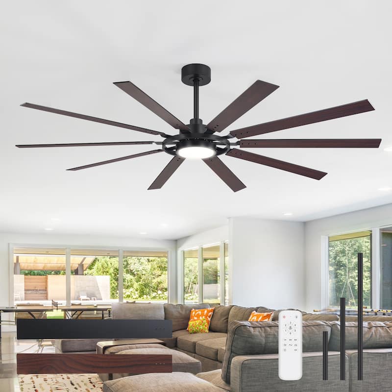 72"/80" Large Windmill Ceiling Fan with Light and Remote(10 Reversible Blades)