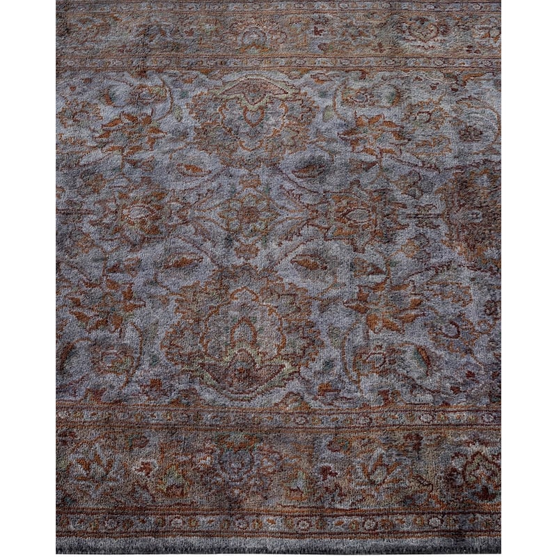 Overton Hand Knotted Wool Vintage Inspired Modern Contemporary Overdyed Gray Area Rug - 2' 6" x 12' 7"
