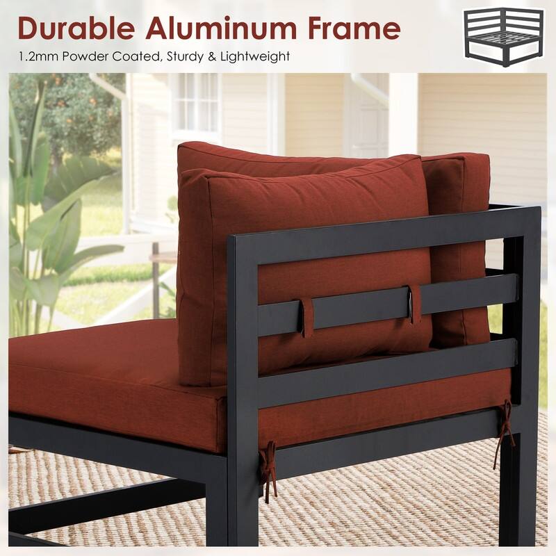 FINCATI Aluminum Outdoor Patio Furniture Conversation Sectional Sofa Set