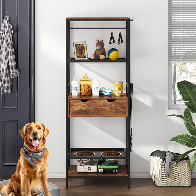 Anmytek 3-Height Adjustable Dog Feeding Station with Storage