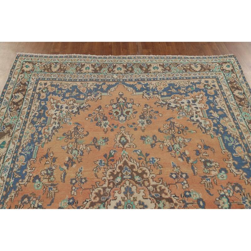 Traditional Hamedan Persian Vintage Area Rug Hand-Knotted Wool Carpet - 6'6"x 9'8"