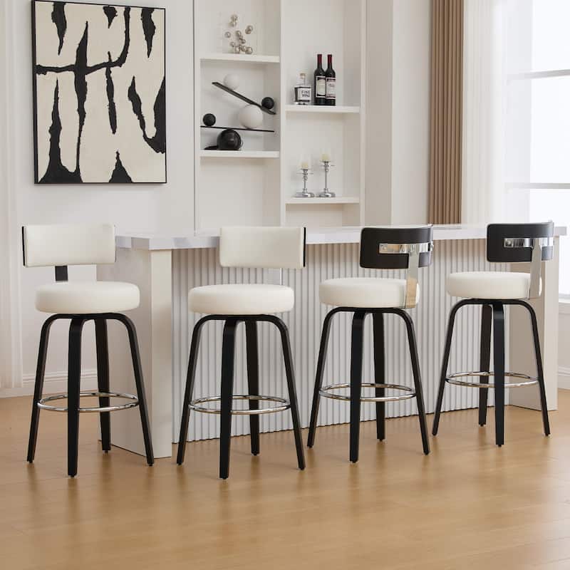 Upholstered Swivel Counter/ Bar Stools with T-Shaped Backrest