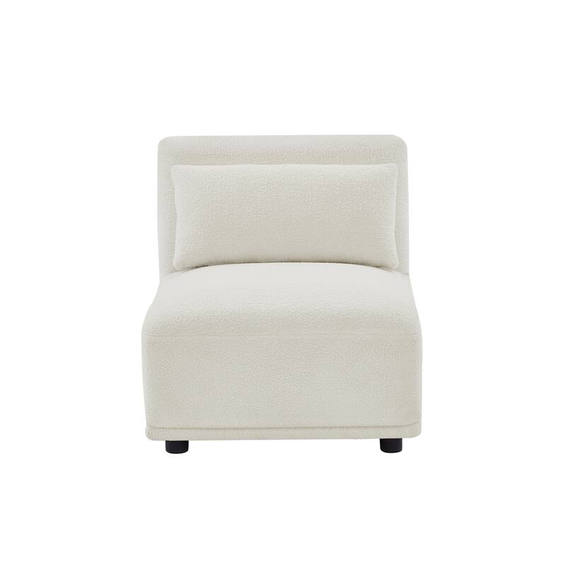 Comfy Lambswool Sectional Couch For Living Room, Boucle Convertible Modular Sofa